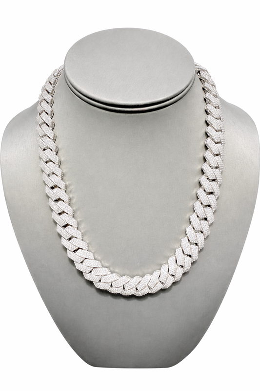 S786- NEW .925 Silver Encrusted Miami Cuban Chain (13mm)W.G
