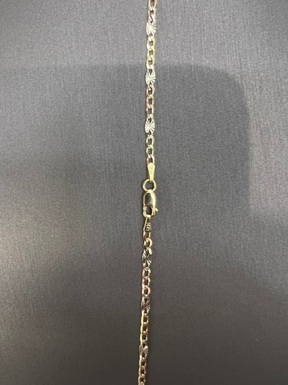00173-NEW 14K Solid Tri-Tone Figaro chain  (2.27mm).W.G