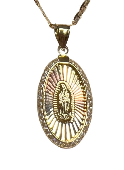 0046- Colgante religioso de oro amarillo de 14 quilates únicamente