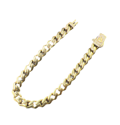 333- 14K Gold Unisex Monaco Bracelet 7”