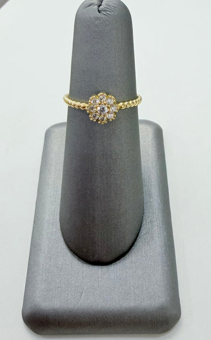 1838- NEW 14K Flower Cz Fashion Women’s Ring W.G