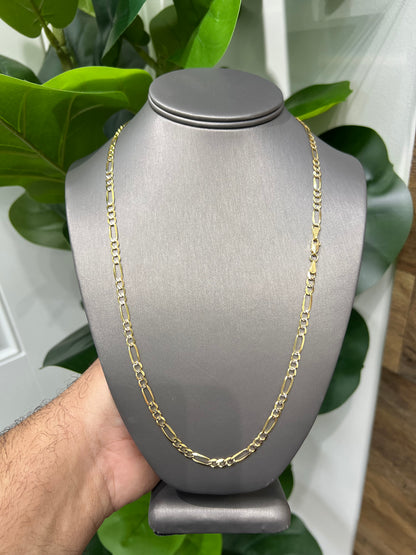 1184- NEW 14K Solid Two Tone Figaro Chain (4.65mm) W.G