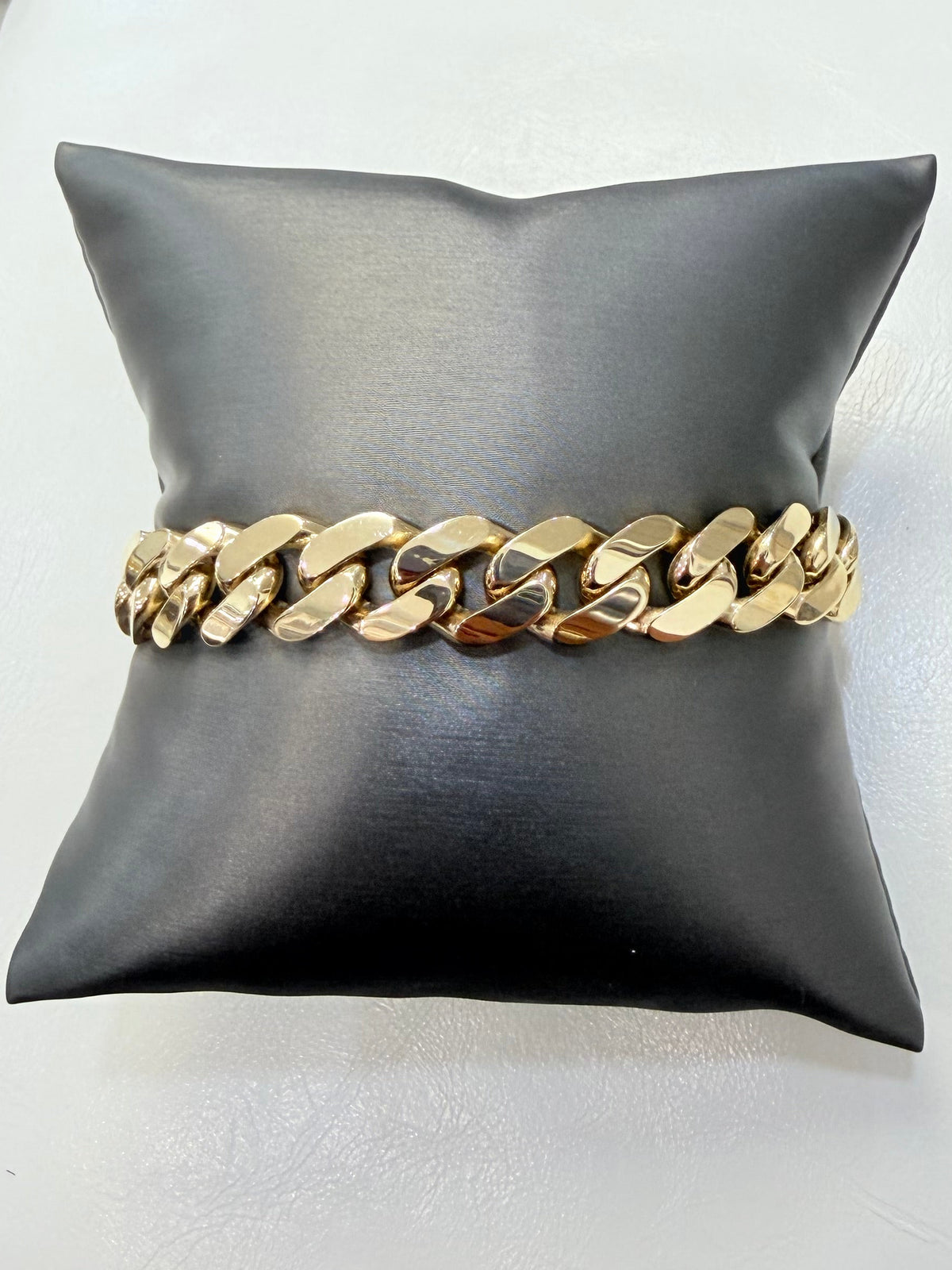 1803- NEW 14K Hollow Cuban Link Bracelet 8.5” (13mm) W.G