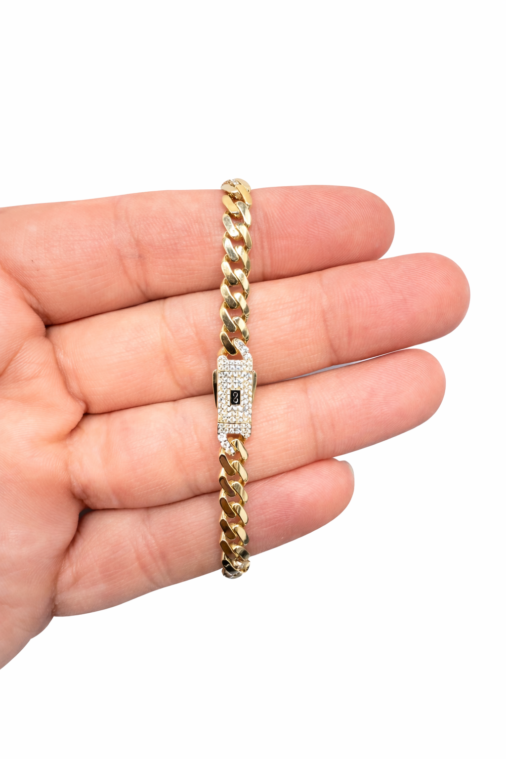 1028- NEW 14k Hollow Cuban Monaci Bracelet 7" (6mm) W.G