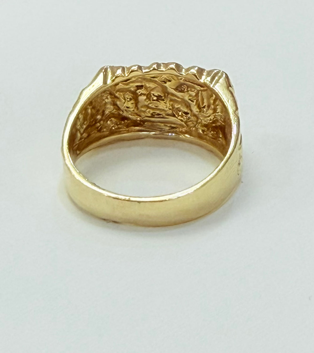 1198- NEW 14K Nugget Square Fashion Ring W.G