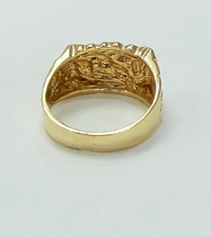 1198- NEW 14K Nugget Square Fashion Ring W.G