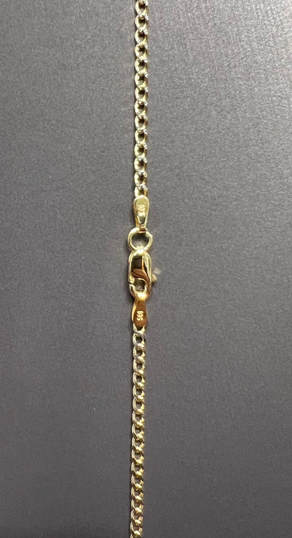 1326- NEW 10K Hollow Cuban Curb Chain Two tone 18” (2mm) W.G