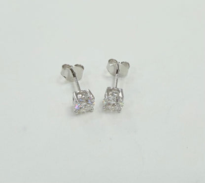 S1145- .925 Sterling Silver Moissanite Stud Earrings (5mm) W.G