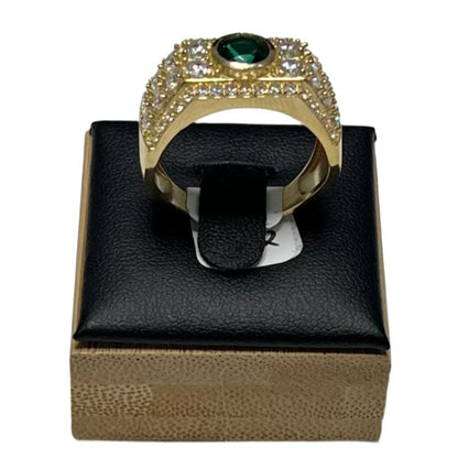 0012-NEW 14K Gold Green Stone Ring (W.G)