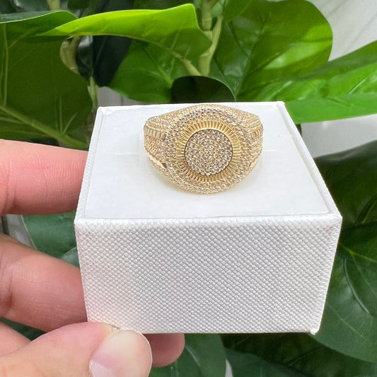 1349- NEW 14K Classic Round Ice Out Men's Ring W.G