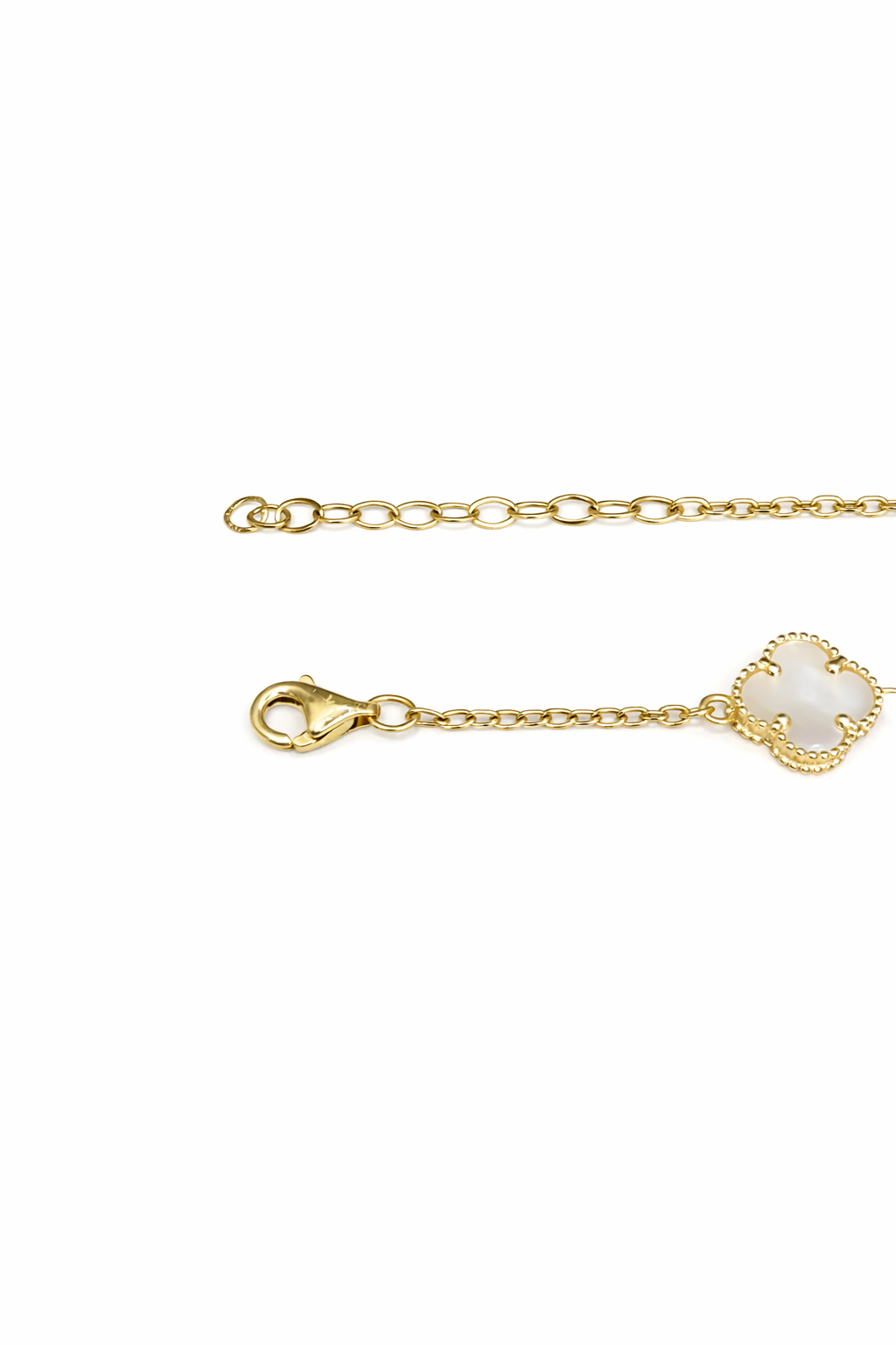1587- NEW 14K White Trebol Bracelet 7" + 1 ext (1.90mm) W.G