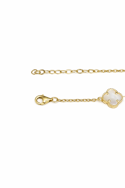 1587- NEW 14K White Trebol Bracelet 7" + 1 ext (1.90mm) W.G