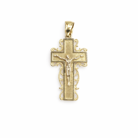 1569- NEW 10K Gold Crucifix Pendant W.G