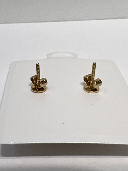 1204-NEW 14K Gold Teddy Bear Full Cz Green Cz Stone Earrings (10.5mm)W.G