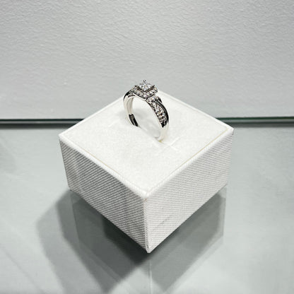1128- NEW 10K White Gold Square Cz Wedding Ring W.G