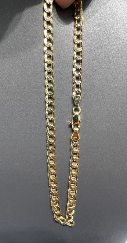 1321- NEW 10K Hollow Cuban Curb Two Tone Anklet (4.5mm) W.G