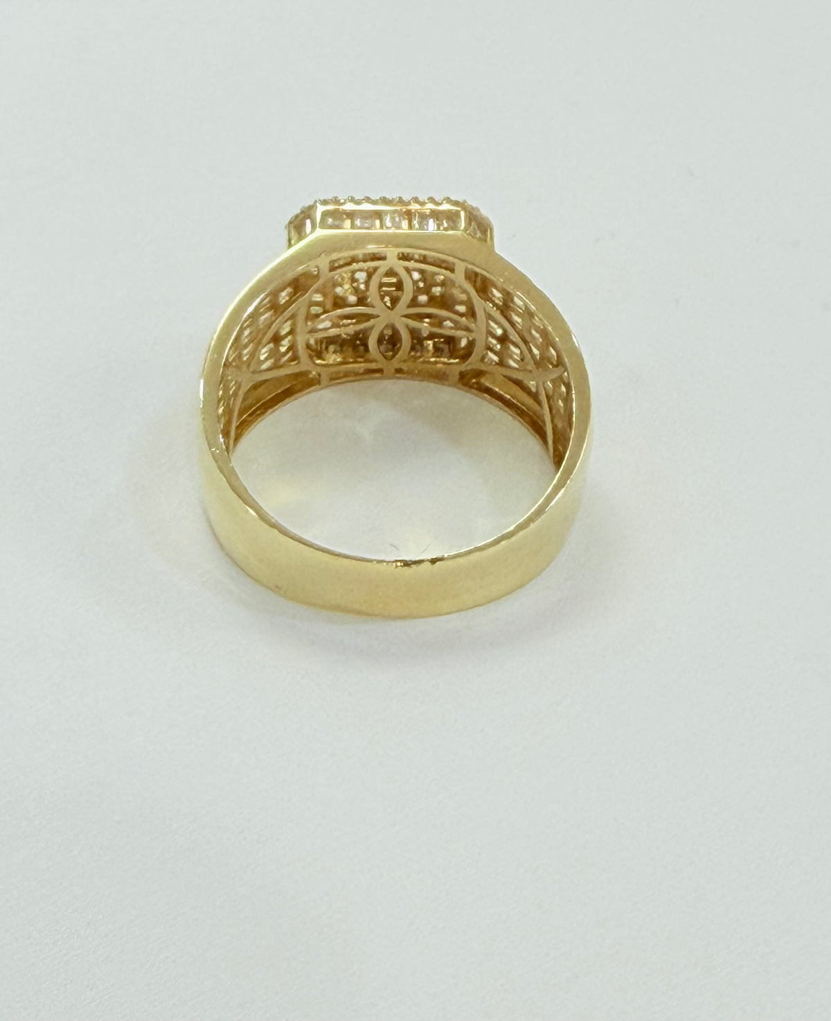 1351- NEW 14K Baguette Cut Square Ice Out Men's Ring W.G