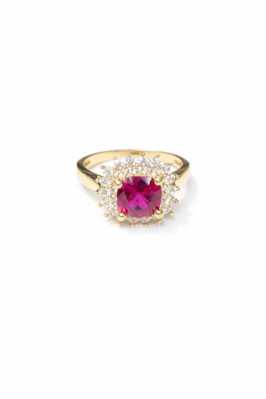 1527- NEW 10K Red Stone Fashion Ring W.G