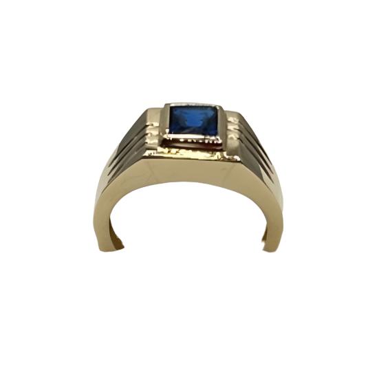 873- NEW 14K Blue Square Stone Ring (W.G)