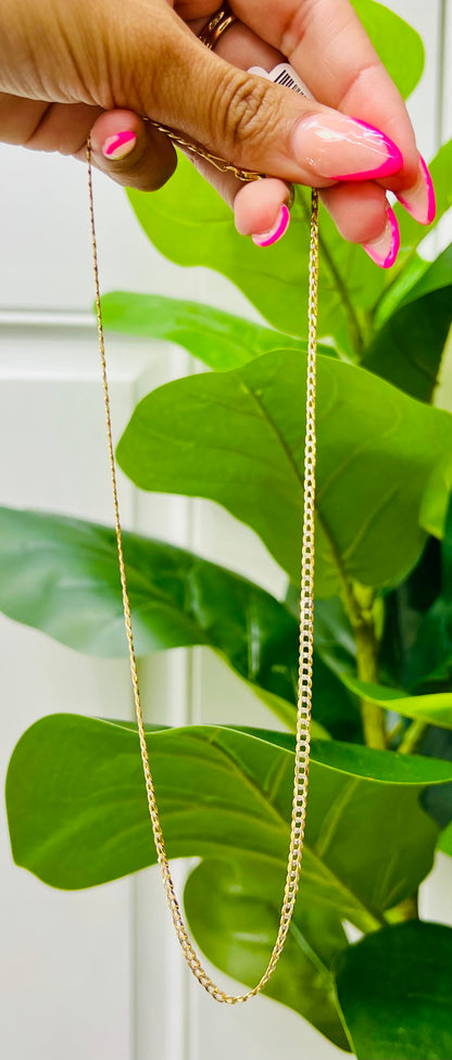 00167- NEW 14K Solid Flat Cuban Curb Chain (3.19mm) W.G