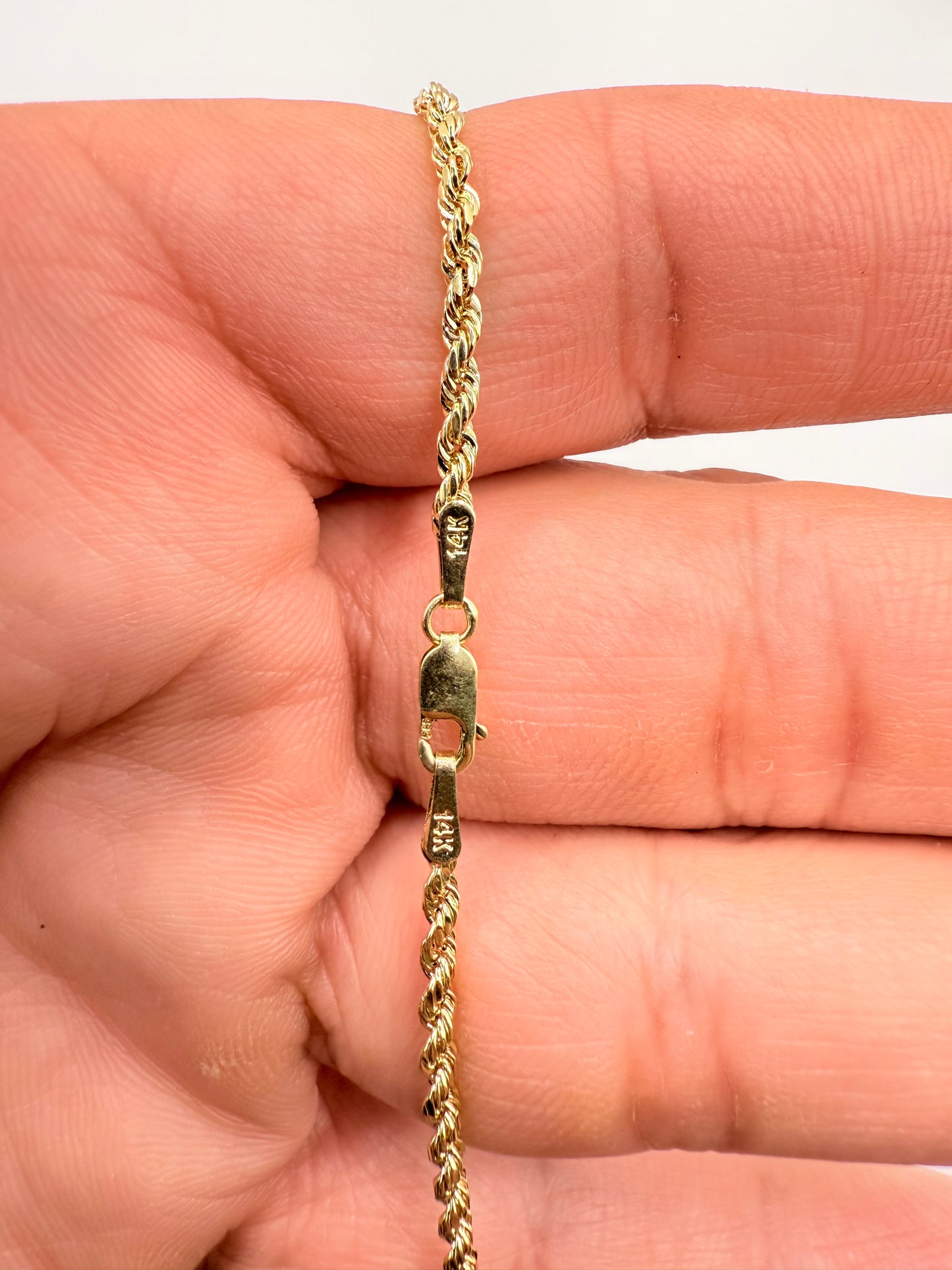 895- 14K Rope Chain Bracelet (2mm)-W.G