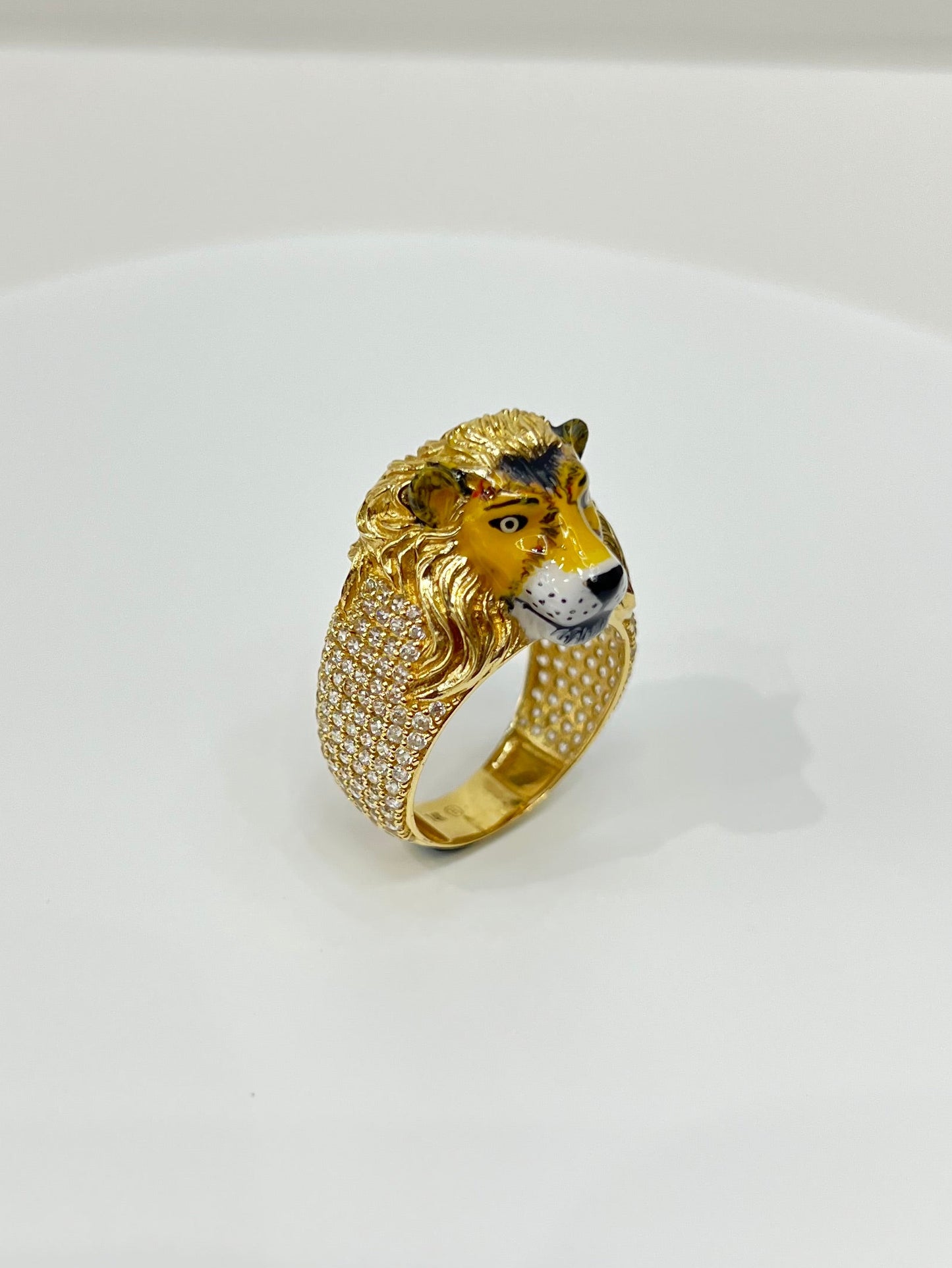 943- NEW 14K Lion Full Cz Men’s Ring W.G