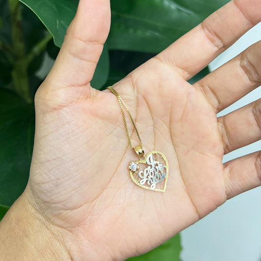259- NEW 14K •I Love You• Gold Pendant W.G