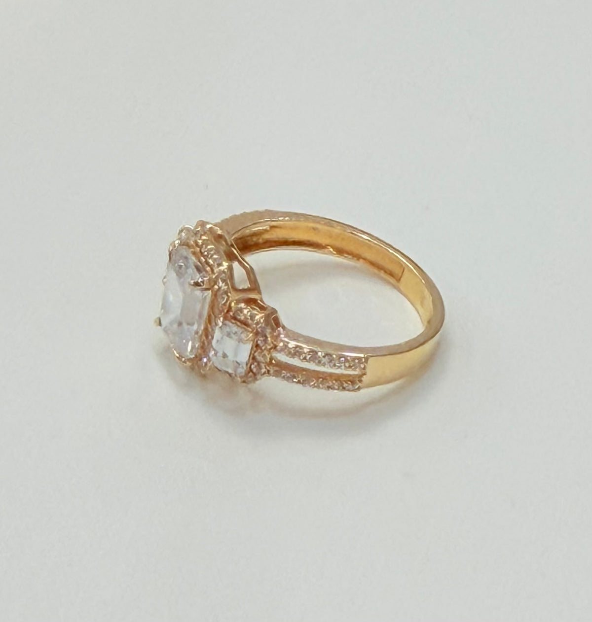 938- NEW 14K Big Cz Square Wedding Ring W.G
