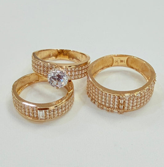 1225-NEW 14K Trio Wedding Ring Set W.G
