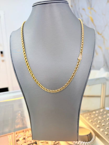 1780- NEW 14K Hollow Chino Link Chain 22" (5mm) W.G