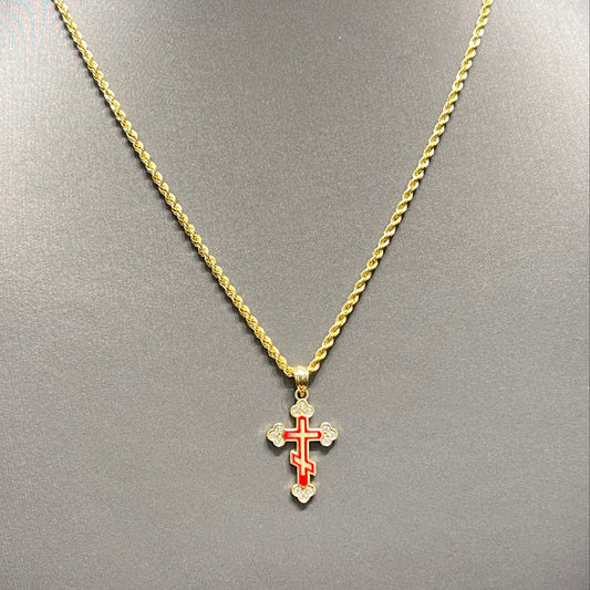 831- NEW 14K Red Cross Pendant(21x13mm).W.G