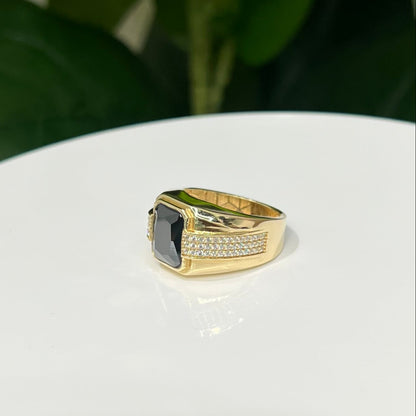 1247- NEW 14K Black Oval Men's Fashion Ring W.G