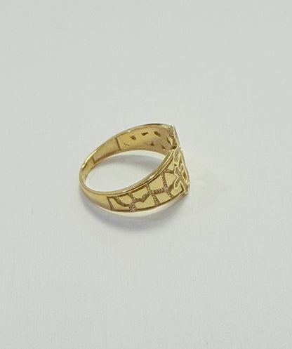 1702- NEW 10K Triple Cross Nugget Ring W.G