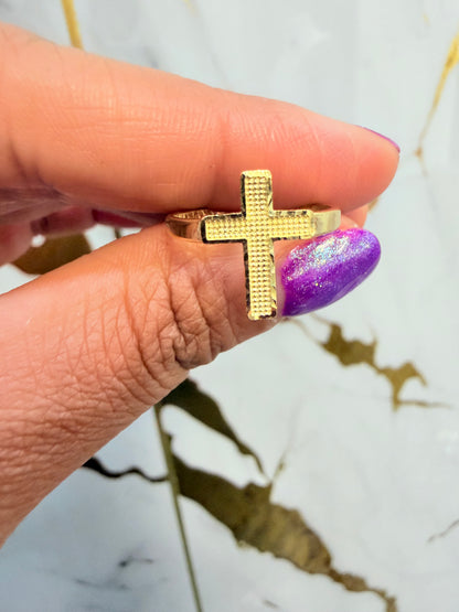 1703- NEW 10K Gold Cross Women’s Ring W.G