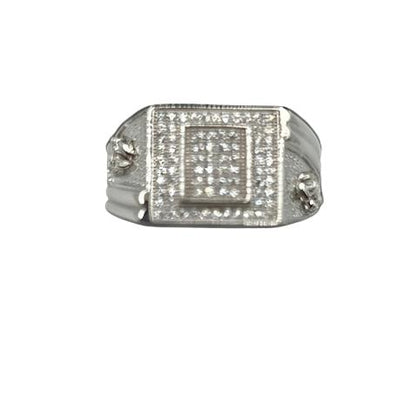 S0014- .925 Silver Men Ring With White Stones