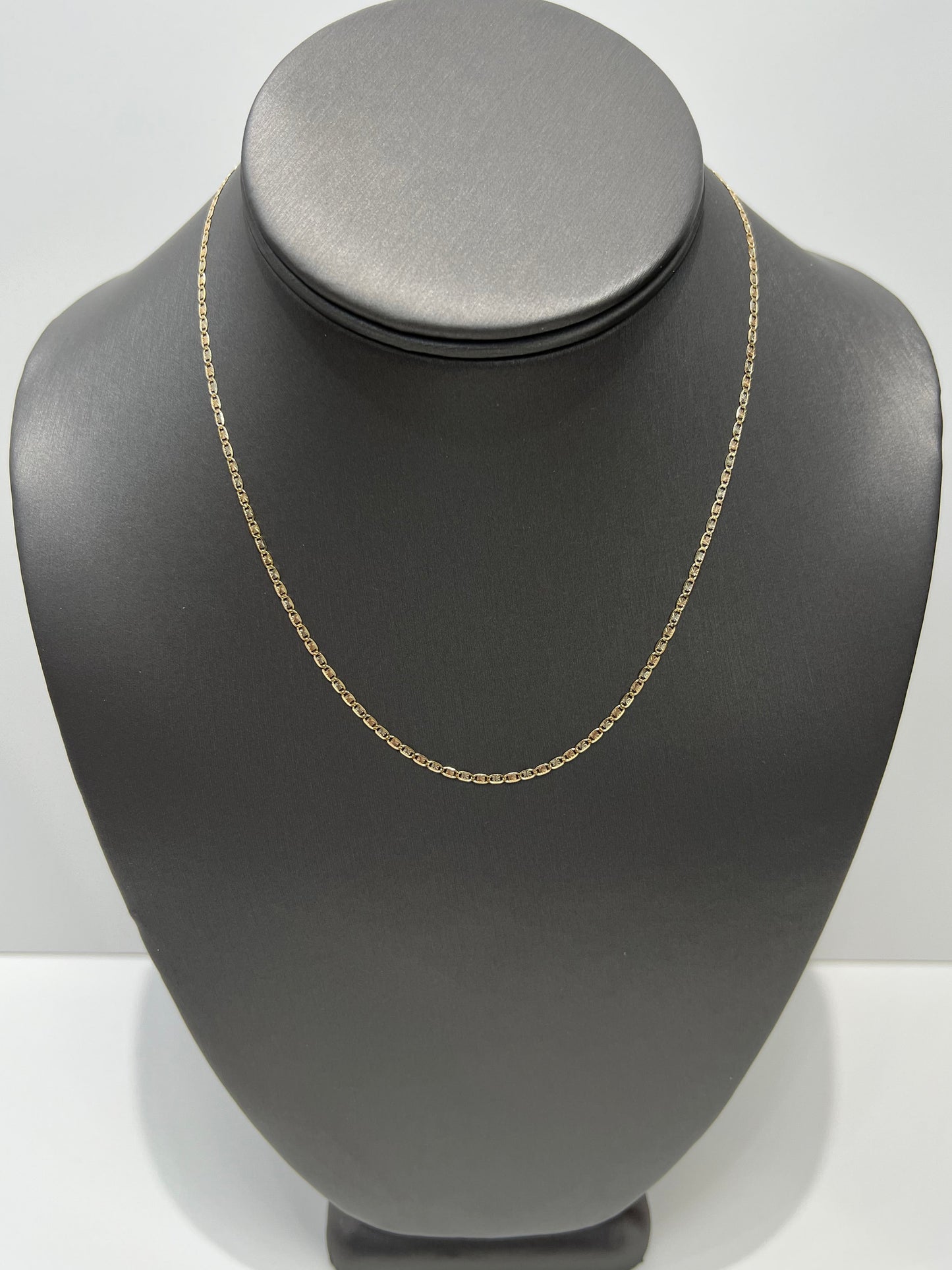 1395- NEW 14K Solid Valentino Tri Tone Chain 16" (1.8mm) W.G