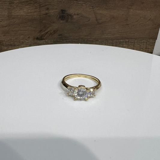1277- NEW 10K Solitaire Three Cz Women's Ring W.G