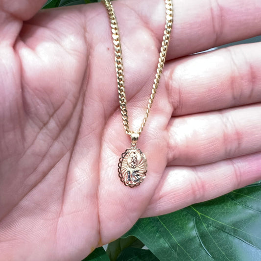 1214-NEW 14K Quinceanera Our Lady of Guadalupe Pendant W.G