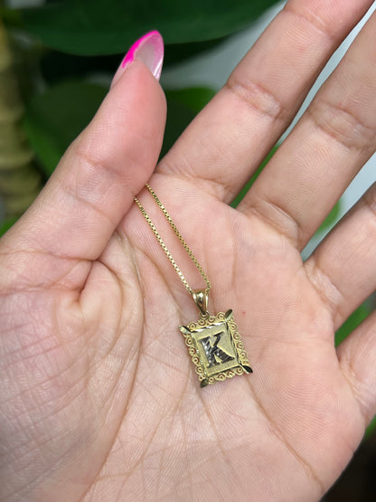 00122- NEW Letter “K” Square Pendant (W.G)