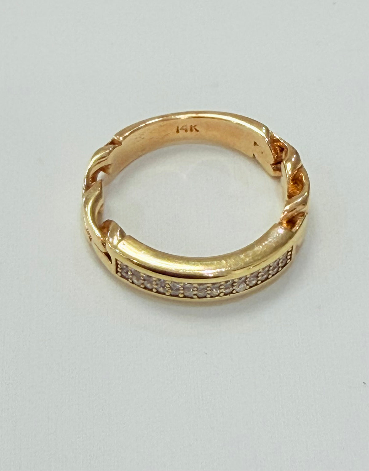 00158- NEW 14K Gold Zirconia Band (W.G)