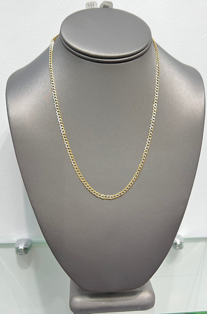 00167- NEW 14K Solid Flat Cuban Curb Chain (3.19mm) W.G