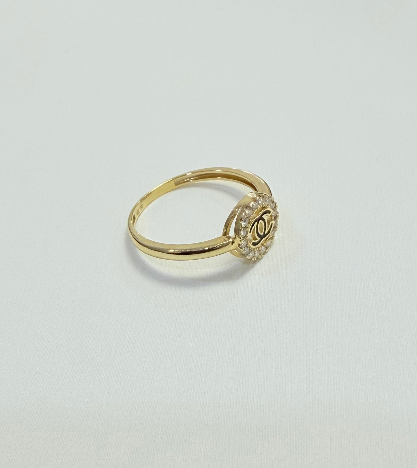 1679- NEW 14K Gold Double-C Halo Ring W.G
