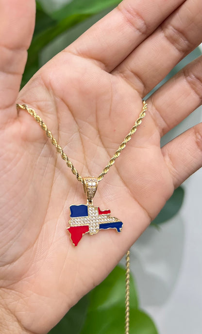 C12- NEW Semi Solid Rope Chain and Dom Rep Pendant .W.G