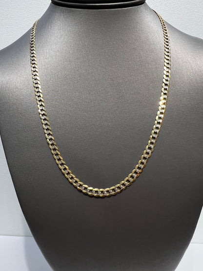 1209- NEW 14K Solid Cuban Curb Link Two Tone Chain (4.7mm) W.G