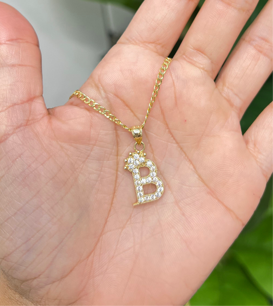 0098- NEW 14K Letter “B” Crown Pendant -W.G