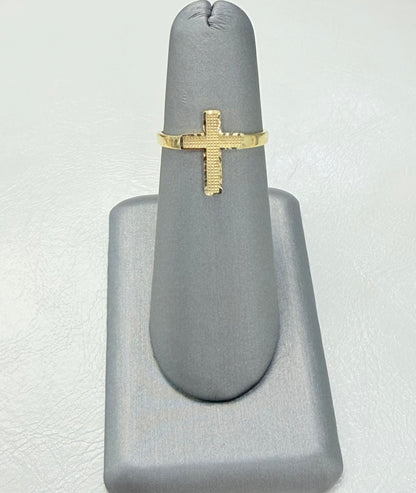 1703- NEW 10K Gold Cross Women’s Ring W.G