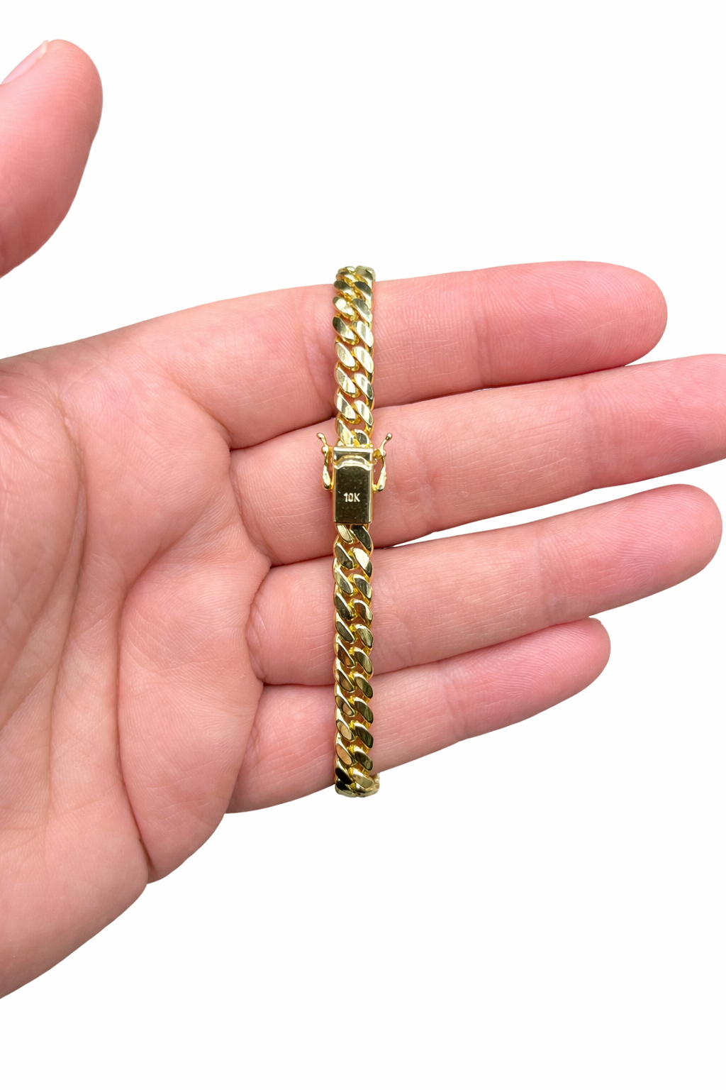 1270- 10K Solid Miami Cuban Bracelet 8.5" (7mm) W.G