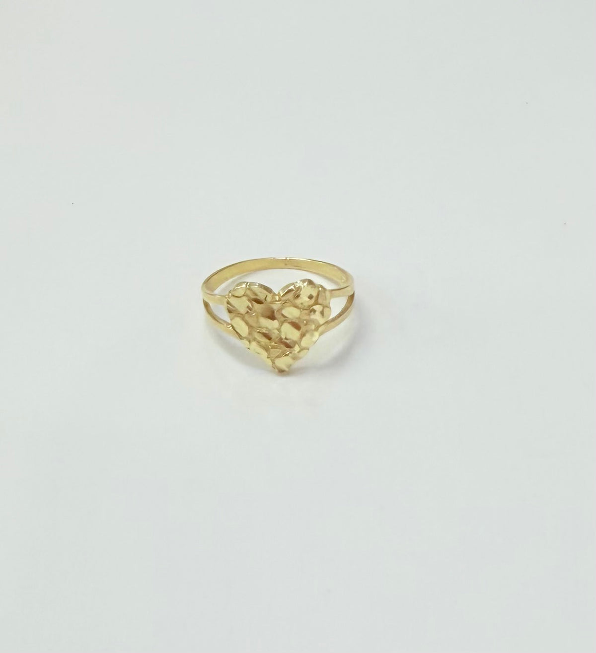 912- NEW 10K Nugget Heart Shape Ring W.G