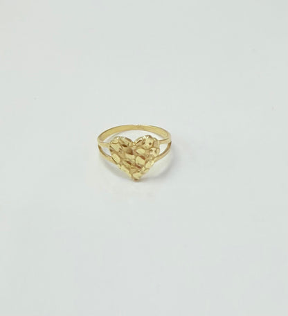 912- NEW 10K Nugget Heart Shape Ring W.G