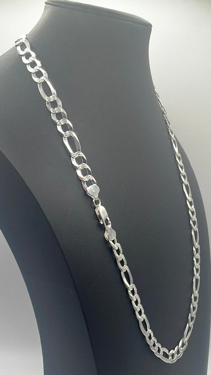 S001- 925 Italian Sterling Silver Figaro Chain 24” 39.98g